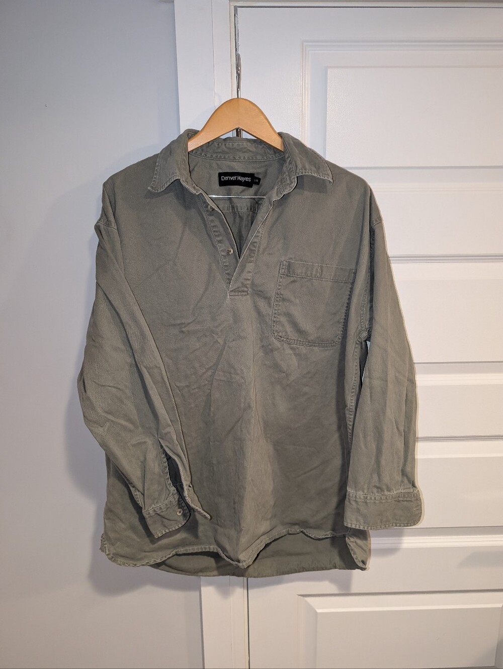 Denver Hayes Men's Olive Workshirt Jacket with Chest Pocket